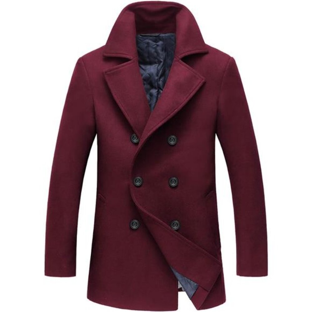 Men's Classic Double Breasted Coat Red - Picture 1 of 3
